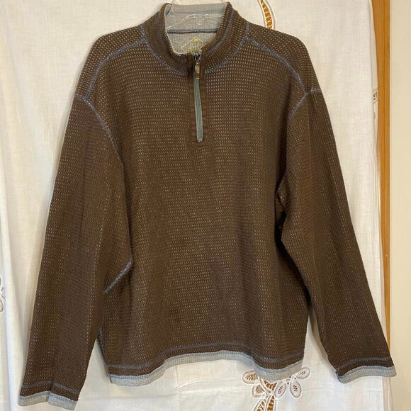 Men's XL Paradise Collection Brown and Gray Quarter Zip Pull Over - Picture 1 of 6